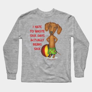 Funny cute Doxie Dachshund shirt beach fun mom and dad gift Long Sleeve T-Shirt